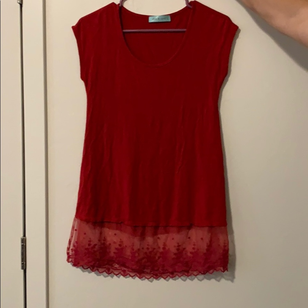 Red short sleeved top